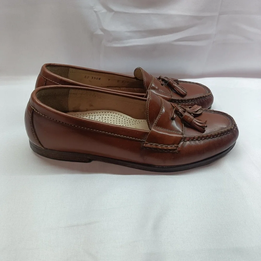 Cole Haan City Mens Brown Leather Tassel Loafers Shoes Size 9D Flex Causal